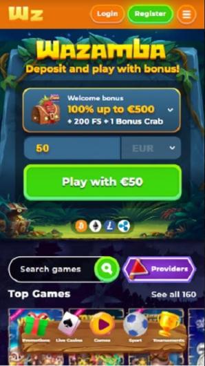 Wazamba on mobile